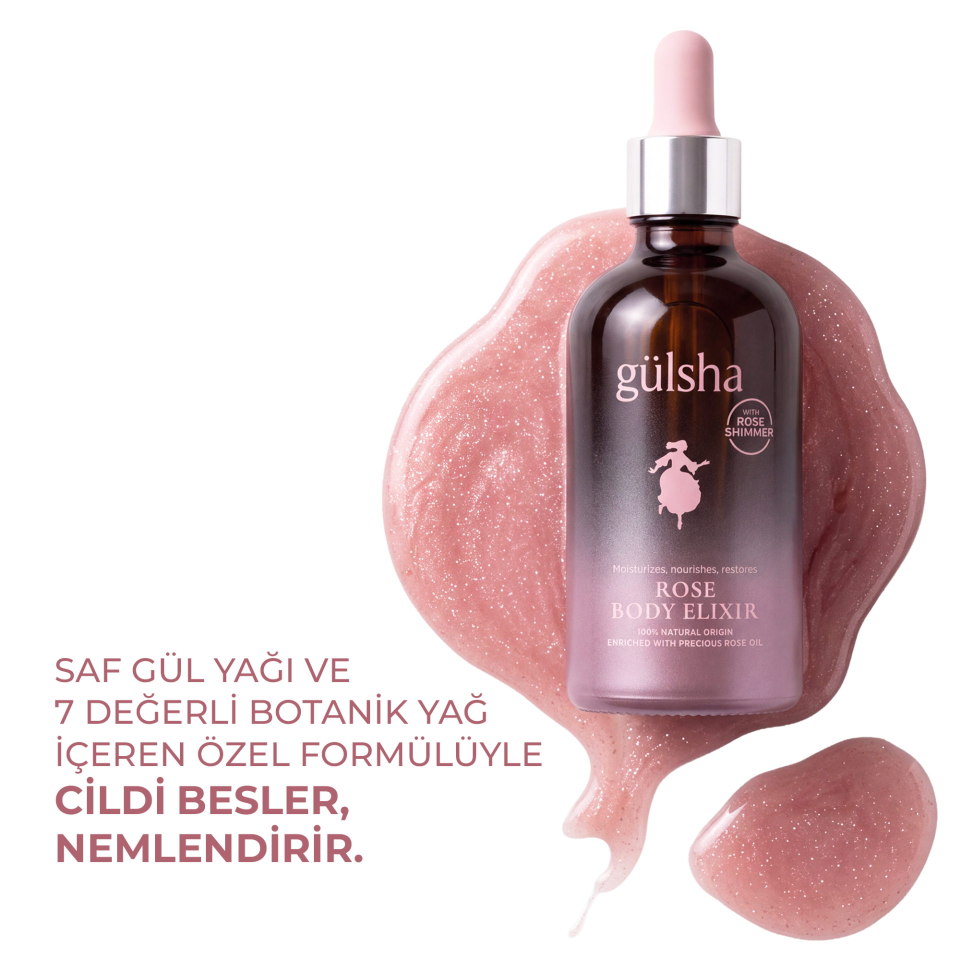 Pembe Işıltılı Güllü Vücut İksiri